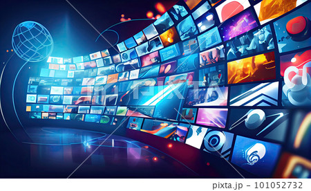 Digital contents concept. Social networking service. Streaming video. NFT. Ai generative 101052732