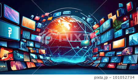 Digital contents concept. Social networking service. Streaming video. NFT. Ai generative 101052734