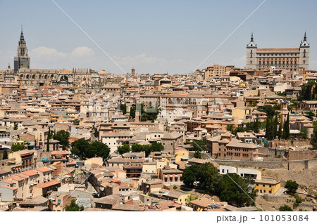 Beautiful view of the old town of Toledo with church towers, Spain on a sunny day Beautiful view of the old town of Toledo with church towers, Spain on a sunny day 101053084