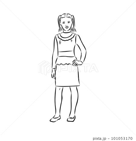 Schoolchildren go to school hand in hand. Sketch. Schoolchildren go to school hand in hand. Sketch. 101053170