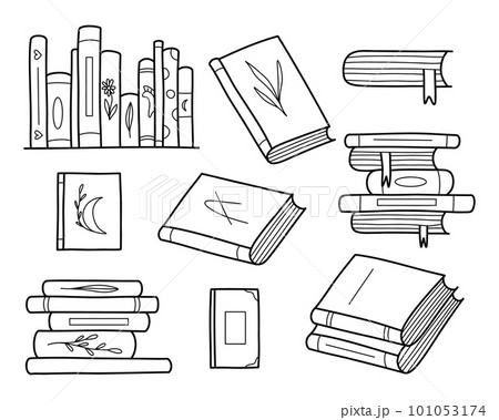 Set of Books in doodle style. Stacks of Books. World Book Day. Vector illustration. Set of Books in doodle style. Stacks of Books. World Book Day. Vector illustration. 101053174