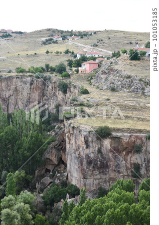 View of the Ihlara valley with cliff edge and forest in Aksaray, Central Anatolia, Turkey View of the Ihlara valley with cliff edge and forest in Aksaray, Central Anatolia, Turkey 101053185