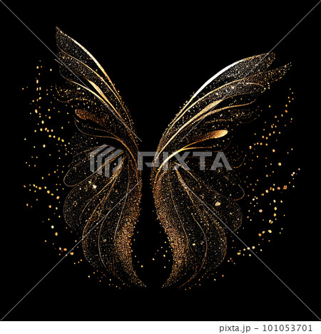 Glitter fairy wings isolated on black background 101053701