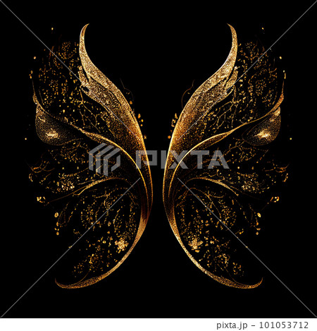 Glitter fairy wings isolated on black background 101053712