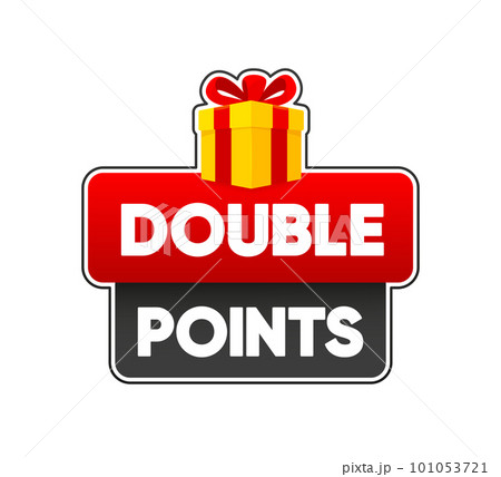 Double Points. Flat banner with red double prize. Promotion design. Vector illustration. 101053721