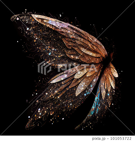 Glitter fairy wings isolated on black background 101053722