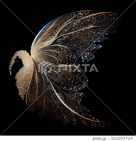 Glitter fairy wings isolated on black background 101053724