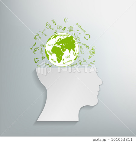 Think green globally, Save the world, Sustainable development concept, Vector illustration Think green globally, Save the world, Sustainable development concept, Vector illustration 101053811