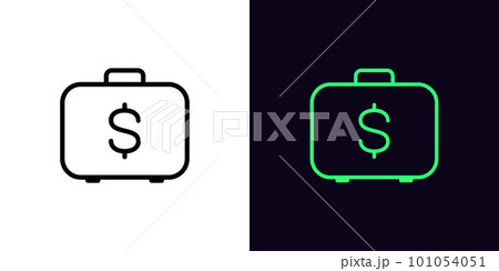 Outline money suitcase icon, with editable stroke. Briefcase with dollar sign, investment portfolio pictogram. Money and fund management, business case, finance education. Outline money suitcase icon, with editable stroke. Briefcase with dollar sign, investment portfolio pictogram. Money and fund management, business case, finance education. 101054051