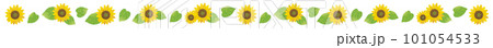 ひまわりの花と葉のライン装飾 101054533