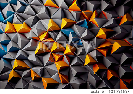 Colorful mosaic triangular background. Paper origami. Generative AI illustration 101054653