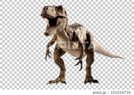 T-Rex dinosaur isolated on transparent background. Ai generated. 101054716