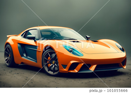 Abstract top premium sportcar unically painted, in multicolor fog. AI generated, this is not real existing model 101055666