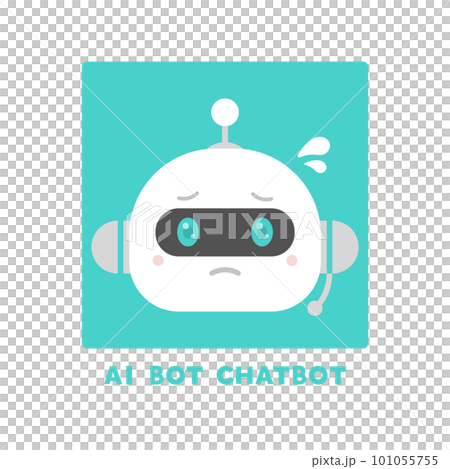 帶耳機的可愛機器人圖標和 AI BOT CHATBOT 文本 帶耳機的可愛機器人圖標和 AI BOT CHATBOT 文本 101055755