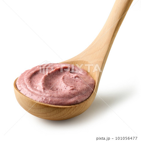 red beans hummus in wooden ladle red beans hummus in wooden ladle 101056477