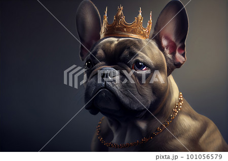 French bulldog dog with a golden crown on his head French bulldog dog with a golden crown on his head 101056579