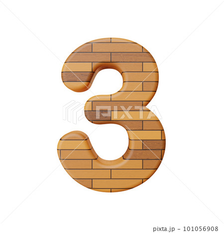 フローリング柄の3D数字 101056908