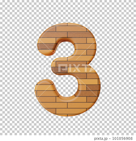 フローリング柄の3D数字 101056908