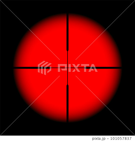 Various weapon thermal infrared sight, sniper rifle optical scope. Hunting gun viewfinder with crosshair. Aim, shooting mark symbol. Military target sign. Game UI element. Vector illustration Various weapon thermal infrared sight, sniper rifle optical scope. Hunting gun viewfinder with crosshair. Aim, shooting mark symbol. Military target sign. Game UI element. Vector illustration 101057837