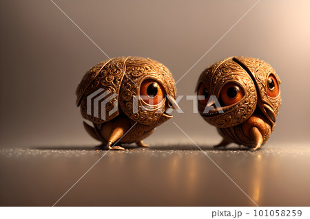 Two figures of strange animals, cute and weird at the same time, AI generated 101058259