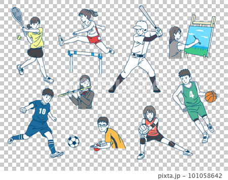 様々な部活動をする生徒たちのイラスト 様々な部活動をする生徒たちのイラスト 101058642