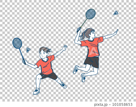 バドミントン部 練習や試合をする生徒のイラスト バドミントン部 練習や試合をする生徒のイラスト 101058653