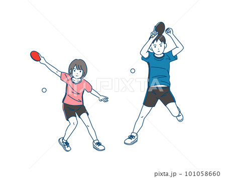 卓球部 練習や試合をする生徒のイラスト 卓球部 練習や試合をする生徒のイラスト 101058660