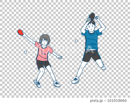 卓球部 練習や試合をする生徒のイラスト 卓球部 練習や試合をする生徒のイラスト 101058660