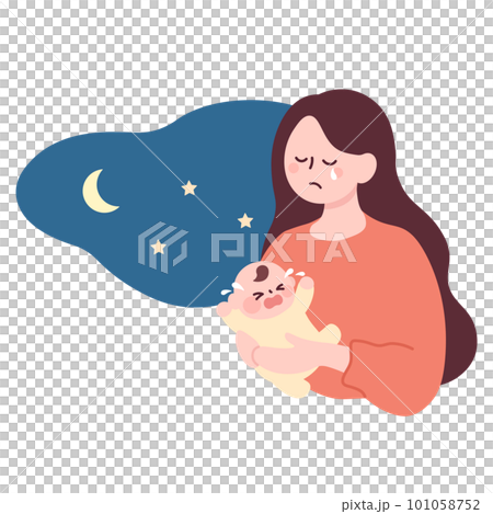 A mother holding a crying baby A mother holding a crying baby 101058752