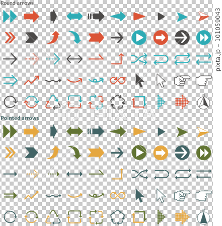 Stock Illustration: Arrow icon and arrow design set 101059043