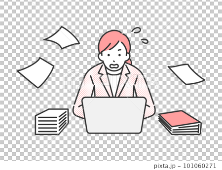 仕事に追われている女性のビジネスパーソン 101060271