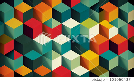 Generative AI, Symmetry in Motion: A Mesmerizing Geometric Pattern of Bold Shapes 101060437