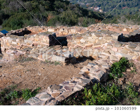 Remains of fortified Iberian settlement of Puig Castellar, Spain 101060599