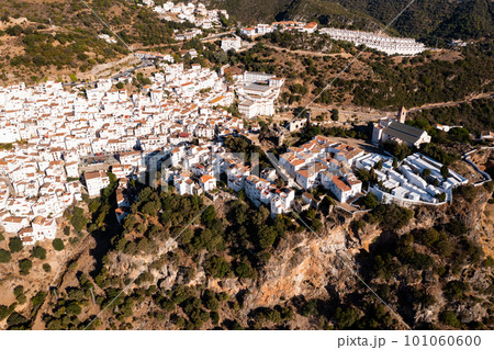 Aerial view of Casares cityscape, Malaga, Spain 101060600