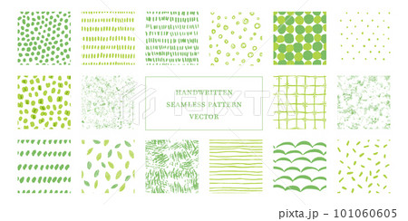 緑のモダンな手描きパターンセット 101060605