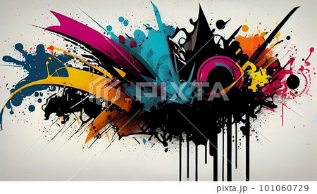 Generative AI, "Graffiti Art": A Vibrant and Edgy Image Inspired by Street Art, Featuring Large and Colorful Paint Splatters Evoking Urban Energy and Creativity. 101060729