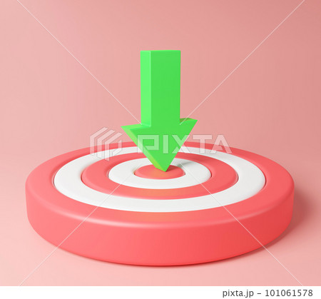Green arrow hitting red target on center, banner business icon, 3D rendering illustration. 101061578