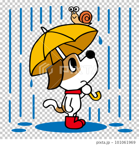 雨中撐傘的傑克羅素梗犬（帶蝸牛） 101061969