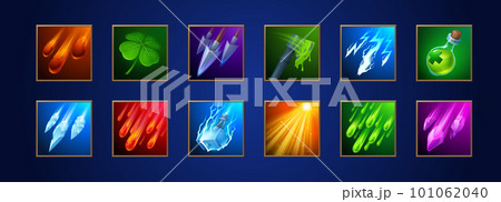 Fantasy game icons of magic spells and skills 101062040