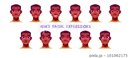 African American man facial expressions African American man facial expressions 101062175