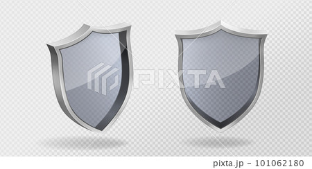 Realistic set of glass shield in metal frame 101062180