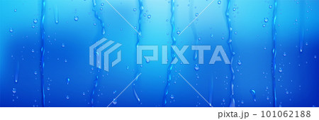 Water droplets and streams on blue surface Water droplets and streams on blue surface 101062188