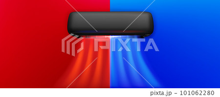 Realistic air conditioner on red and blue Realistic air conditioner on red and blue 101062280