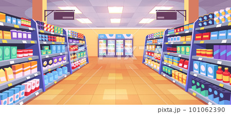 Supermarket aisle perspective view Supermarket aisle perspective view 101062390