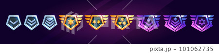 Army rank badges, gold military insignia signs 101062735