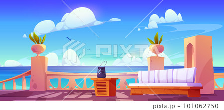 Balcony or terrace with view on mediterranean sea Balcony or terrace with view on mediterranean sea 101062750