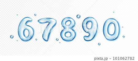 Realistic water number type. Isolated drop font Realistic water number type. Isolated drop font 101062782