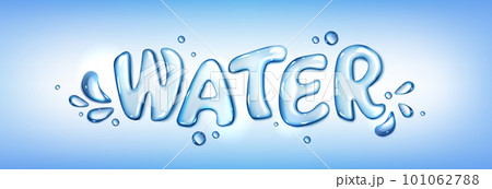 Realistic water text with splash. 3d bubble font 101062788