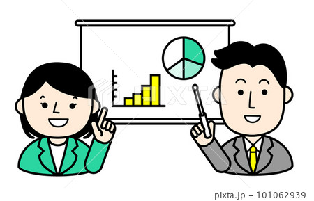 プレゼン中の会社員　人物シンプルイラスト  101062939