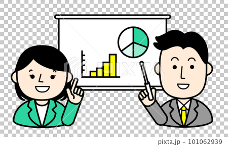 プレゼン中の会社員　人物シンプルイラスト  101062939
